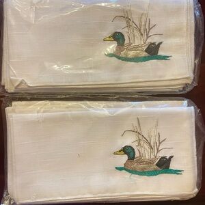 Duck Embroidered White Napkins